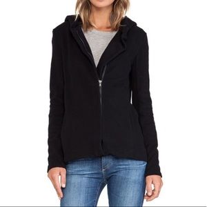James Perse Twill Hooded Jacket Zip Up Black Size 3 (Large)